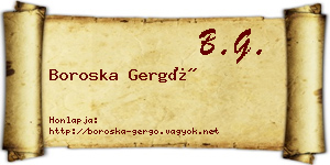 Boroska Gergő névjegykártya